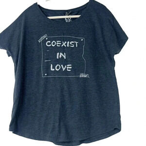 Super Love Tees Womens Large Navy Coexist in Love Tee